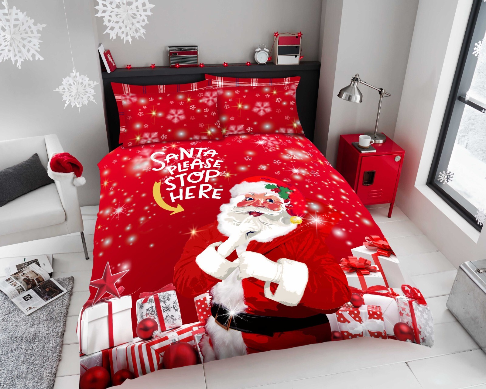 XMAS Bedding Christmas Duvet Cover Set Reversible Quilt Single Double