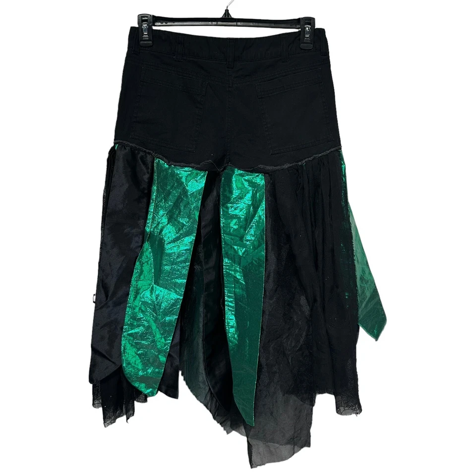 Falda Azul Asfalto Denim Tul Verde Telaraña Caprichosa Gótica Y2k Bolsillos Talla 5 Foto 2 de 4
