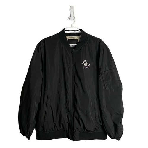 Only & Sons Men's Black Love x Loyalty Full Zip Bomber Jacket Sz XL