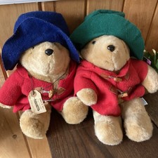 2 Vintage 80's Paddington Bear Plush Tagged From England Hang Tag Also Eden Toys