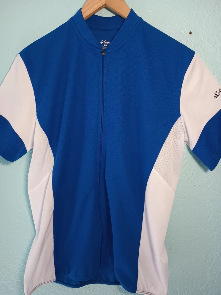 True Schwinn Cycling Jersey Mens Mens 1/4 Zip Rear Pockets Polyester Blue white - Image 4 of 4