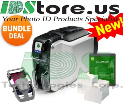Zebra ZC300 Series Single Side Photo ID Card Printer Bundle NEW