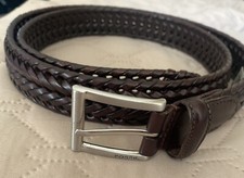 Fossil Brown Braided Leather Men s Belt Size 40 Silver Buckle EUC