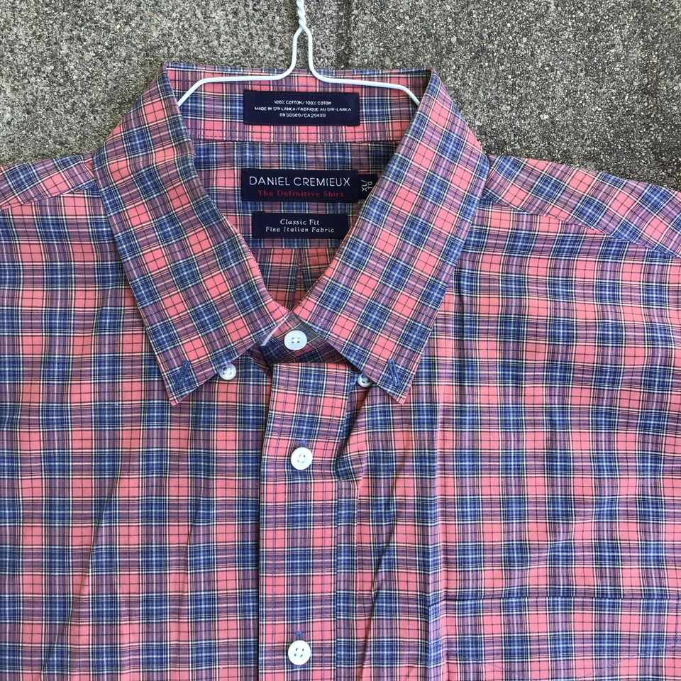 Daniel Cremieux Classic Fit Men XL Pink Blue Striped Dress Shirt Button Down - Image 3 of 4