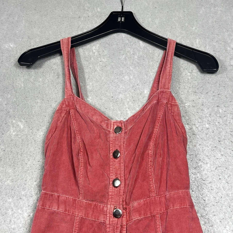 Anthropologie Pilcro Dress Womens 0 Pink Tiered Corduroy Midi Dress Sleeveless - Image 2 of 4