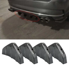 Universal 4PCS Rear Bumper Diffuser Fin Spoiler Lip 4 Wing Splitter Carbon Fiber