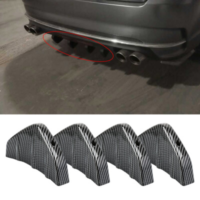 Front Lip Universal 4PCS Rear Bumper Lip Diffuser Splitter Shark Fins Unpainted Black ABS Universal Shark Fin Diffuser