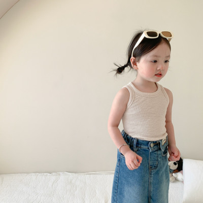 Kid's Clothes Girls Knitted Vest Summer New Children's Solid Color Halter Top
