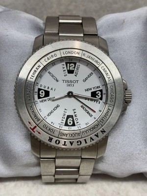 Junk Tissot Navigator N250 Watch World Time White Dial Not Working