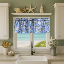 Lighthouse Postcard Valance – Nautical Coastal Sailboat & Seaside Window Curtain