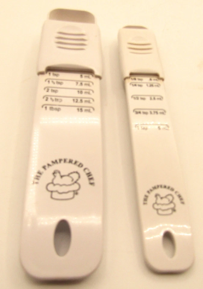 2 cucharas medidoras correderas ajustables blancas de chef mimado. Foto 4 de 4