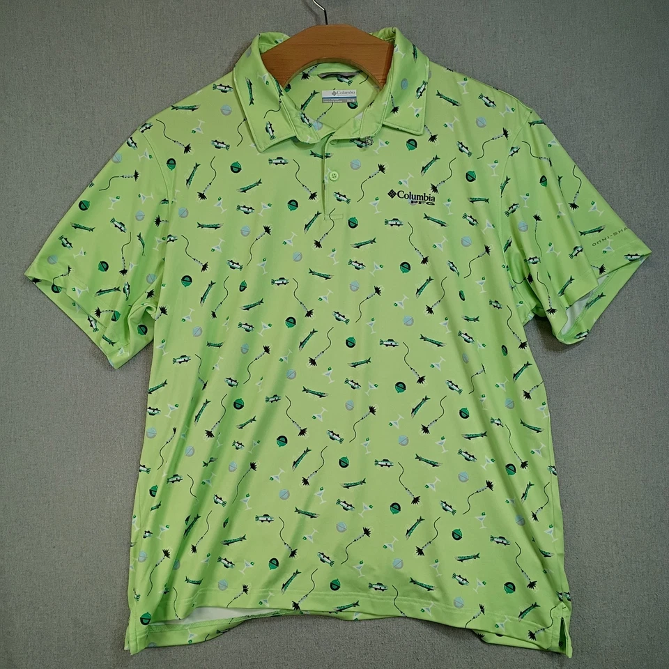 Polo Columbia PFG Hombre XL Pesca Martini Estampado Rendimiento Omni Tono Verde Foto 2 de 4