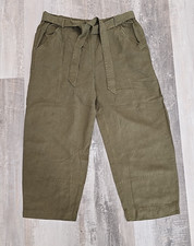 NWT - Eileen Fisher LANTERN Olive Green Tencel Linen Ankle Pants Sz Medium