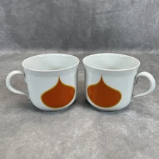 2 RARE Seltmann Weiden Bavaria W. Germany Tea Cup Orange Tear Drop Porcelain MCM
