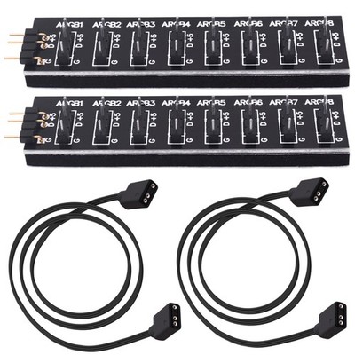YARCHONN 5V 3PIN ARGB Splitter Hub 1 to 8 Way RGB Fans Hub Controller with Ex...