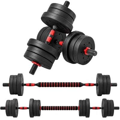 HOMCOM 20kg Adjustable 2 IN 1 Barbell Dumbbells Weight Set for Body Fitness