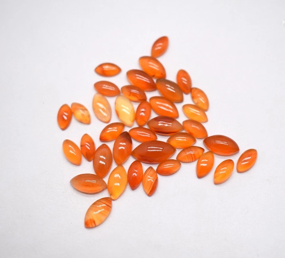 Natural Carnelian Marquise Cabochon Gemstone 8X4 mm To 12X6 mm Light Shade - Image 4 of 4