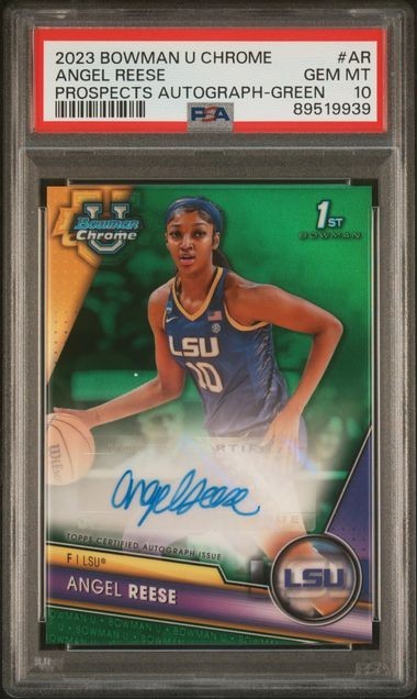 2023 Bowman U Chrome Angel Reese RC 21/99 Prospects Auto Gold GREEN #AR PSA 10