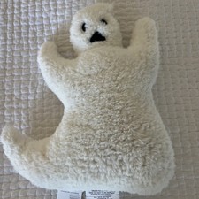 NEW Pottery Barn White Ghost Shaped Soft Sherpa Spooky Halloween Throw Pillow