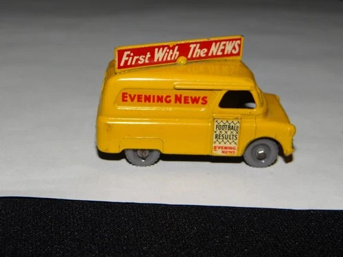 VINTAGE LESNEY MATCHBOX YELLOW EVENING NEWS VAN  #42 GRAY WHEELS, VERY CLEAN!