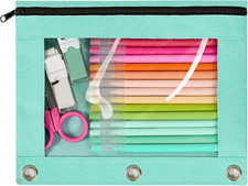 Pencil Pouch for 3 Ring Binder, Large Pencil Case Pouch with 3 Reinforced Gromme