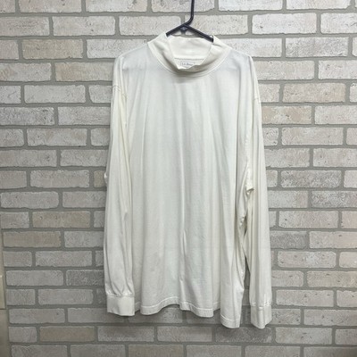 LL Bean Turtleneck Shirt Mens Size XXXL Traditional Fit Ivory LS Mock Neck 3XL