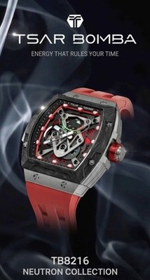 FedEx:Tsar Bomba Titanium Carbon Fiber Automatic Watch Power Reserve TB8216 Red