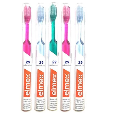 5x Cepillo de dientes Elmex 29 cerdas medianas cepillo de dientes manual
