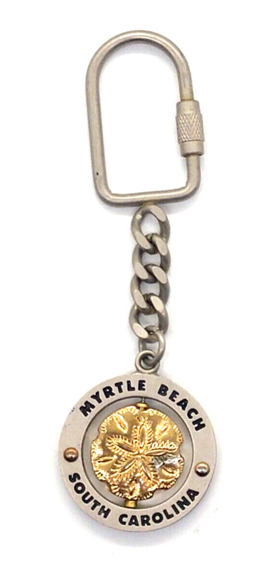Vintage Myrtle Beach South Carolina Sea Shell Revolving Keyring Keychain