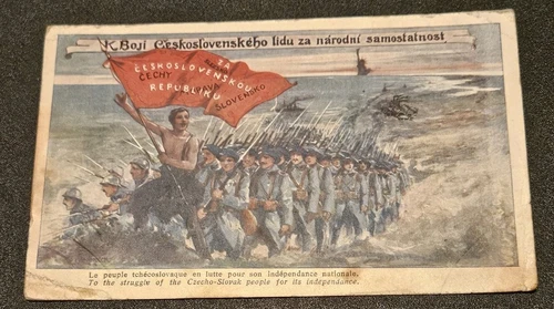 1918 Czechoslovakia Independence Postcard Rare! Military Cancel WW1 Soldiers