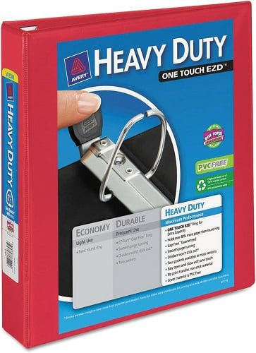 Avery 79171 EZD View Binder, One Touch, Heavyduty, 1.5-Inch Cap, Red