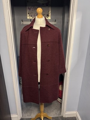 Vintage St Michael M&S Wollmantel Burgund UK 12 Midi Longline Jacke