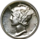 1942 MERCURY DIME ANACS PF 66 SPARKLING, CRYSTAL CLEAR SILVER MIRROR SURFACES,