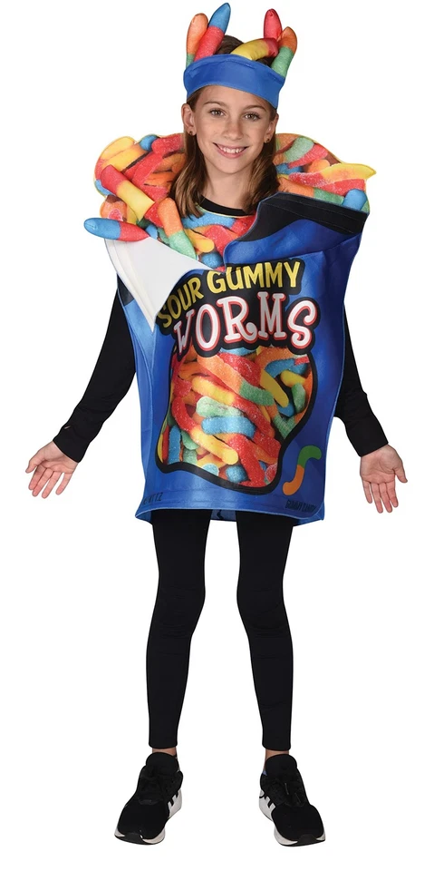 Gusanos de goma agrios Disfraz para niños Snacks Comida Vestir Niños Niños Juegos con disfraces Par... Foto 2 de 4