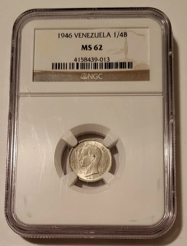 NGC Venezuela 1946 Silver 1/4 Bolivar MS62*