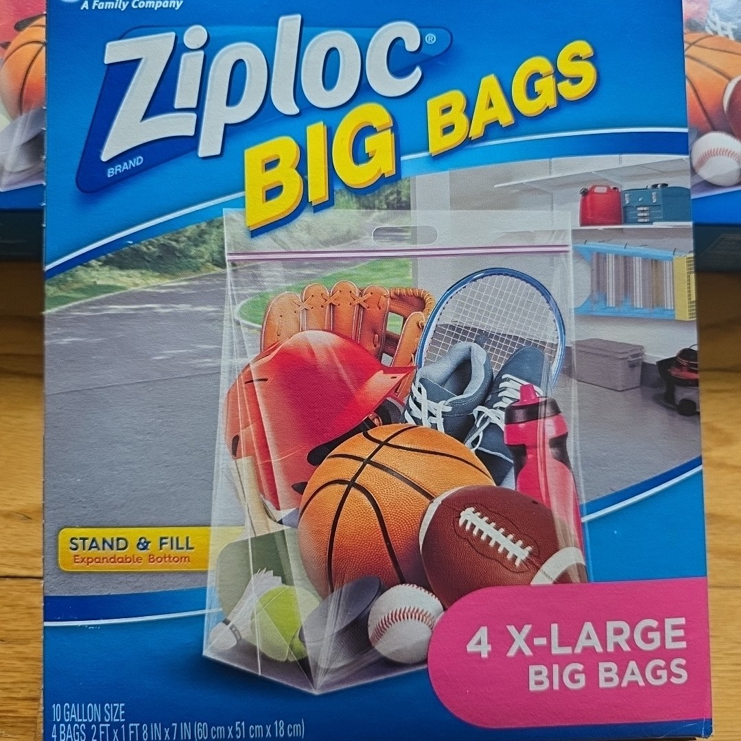 Ziploc 3 Boxes Big Bag 4 Count XL 10 Gallon Double Zipper Sturdy Handle X-large