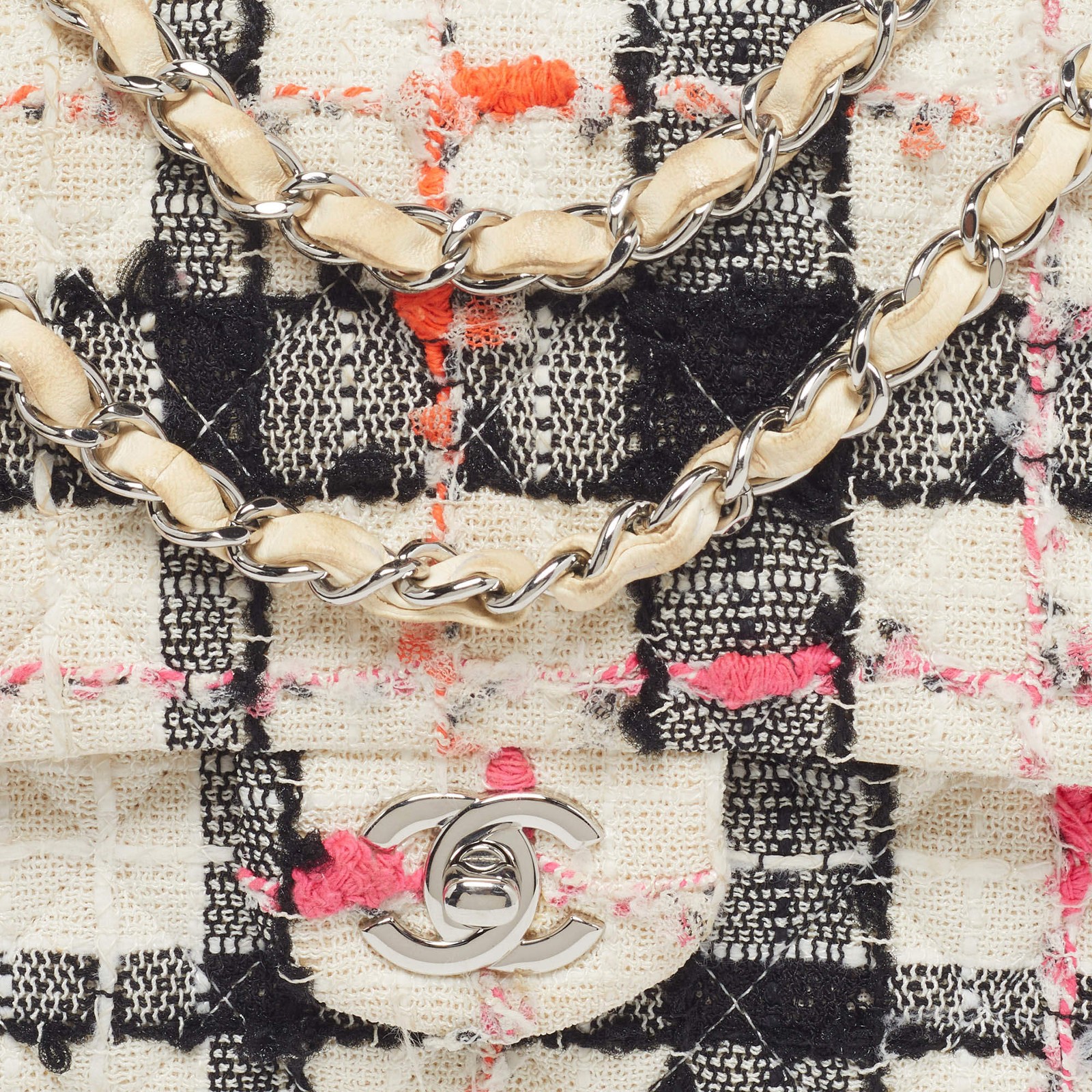 Chanel Classic Double Medium Multicolor Quilted Tweed Flap Bag image 5