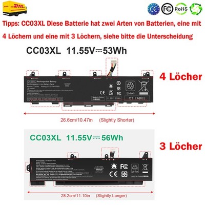  CC03XL Akku Für HP EliteBook 830 835 840 850 855 G7 G8 Series 11.55V 53Wh/56Wh