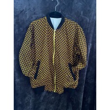 African Wax Print with Geometric Scale Pattern Bomber Jacket Handmade  Medium
