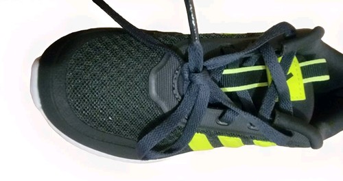 New Adidas Cloudfoam Boys Shoes US 11.5K Black And Neon Green - Picture 2 of 6