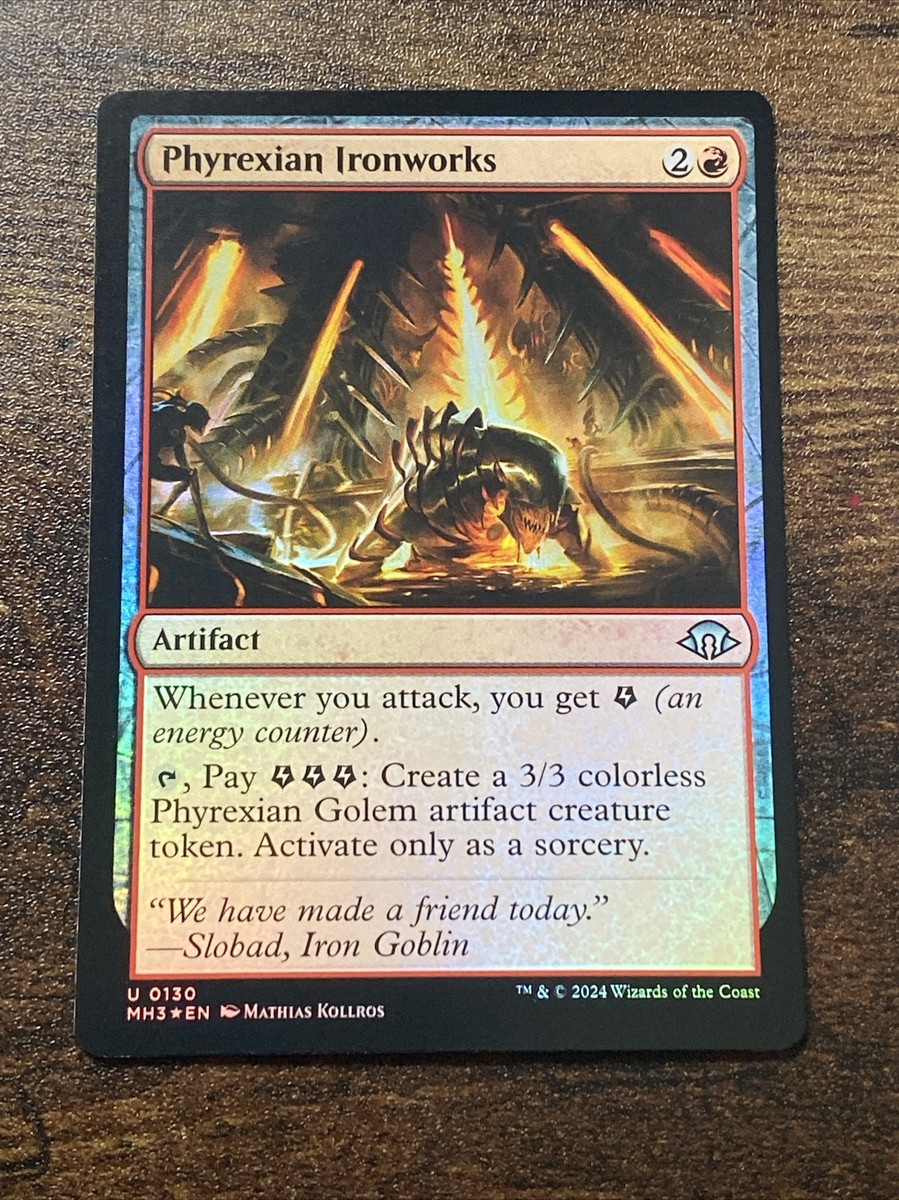 mtg cards written in phyrexian Custom Magic: The Gathering The Gathering Phyrexian Ironworks 0130 Foil MH3