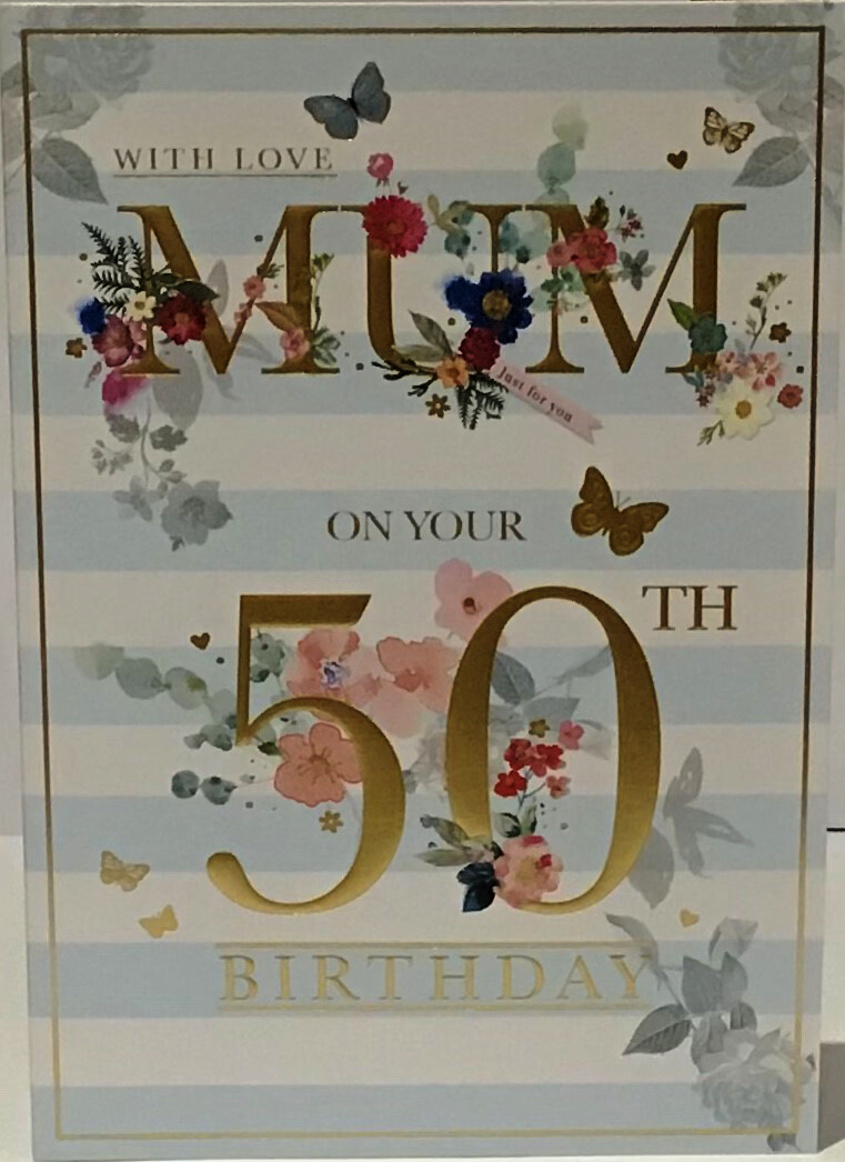 50TH MUM Happy Birthday Card Age 50 Verse Words and Wishes