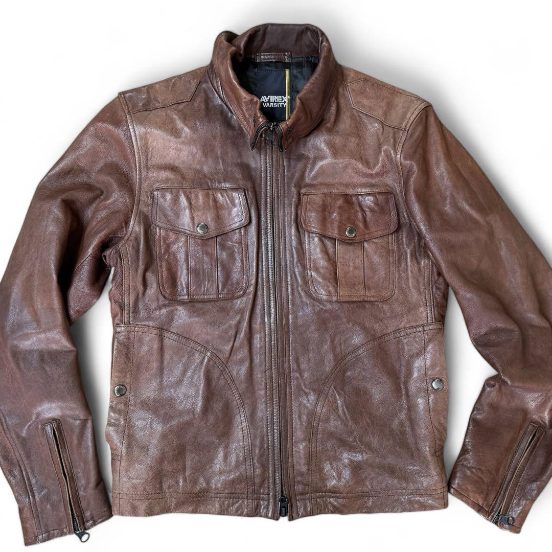 Avirex M Riders Brown Single Leather Jacket for Men  