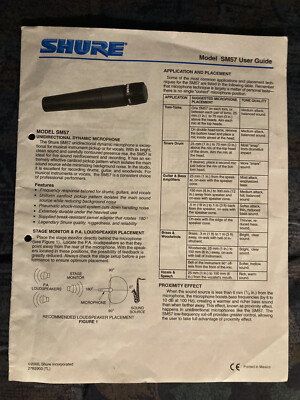 Shure SM 57 Original Owners Manual / User Manual from 2000