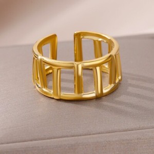 Authentic 18K Gold Plated Stainless steel Open Ring, Adjustable Ring One Piece JWMX21