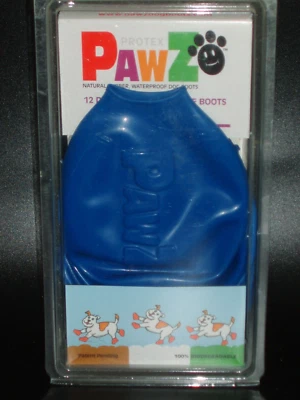 PAWZ 12 Disposable REUSABLE Natural Rubber WATERPROOF Dog Boots MEDIUM Blue NIP - Image 1 of 4