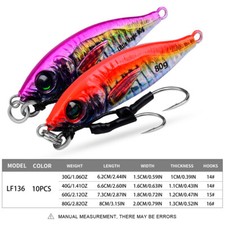 3Pack Metal Jig Jigging Spoon Lure 30-80G Long Casting Bass Saltwater Freshwater