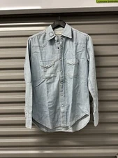Paul Smith Patchwork Pearl Snap Light Denim Long Sleeve Button-Up Tagged Sz 40