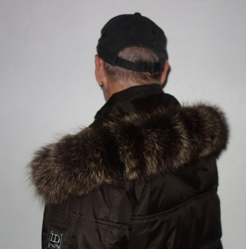 Waschbär Pelz Kapuze Krage Echt Fell Besatz 65 cm Fellkragen Jacke Parka Mantel - Bild 4 von 5