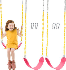 2 Pack Heavy Duty Swing Seat with Snap Hooks Outdoor Playground Accessory Pink